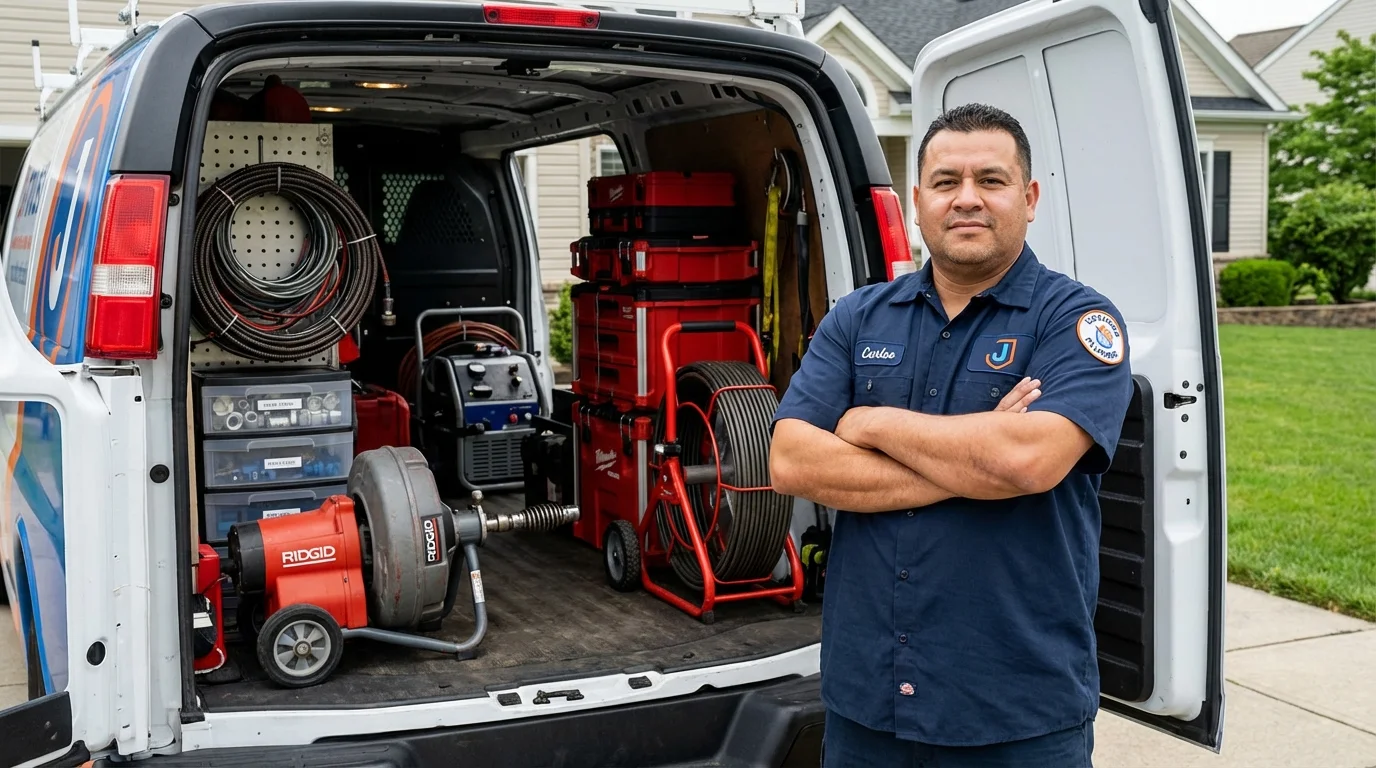 Professional drain cleaning equipment and Johns Plumbing LLC plumber in Oceana