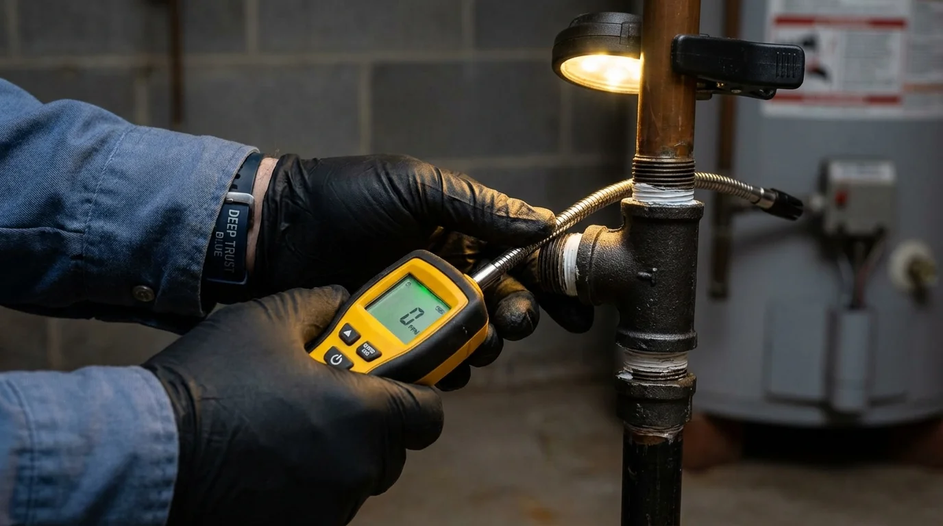 Gas leak detection with electronic sniffer by Johns Plumbing LLC in Oceana