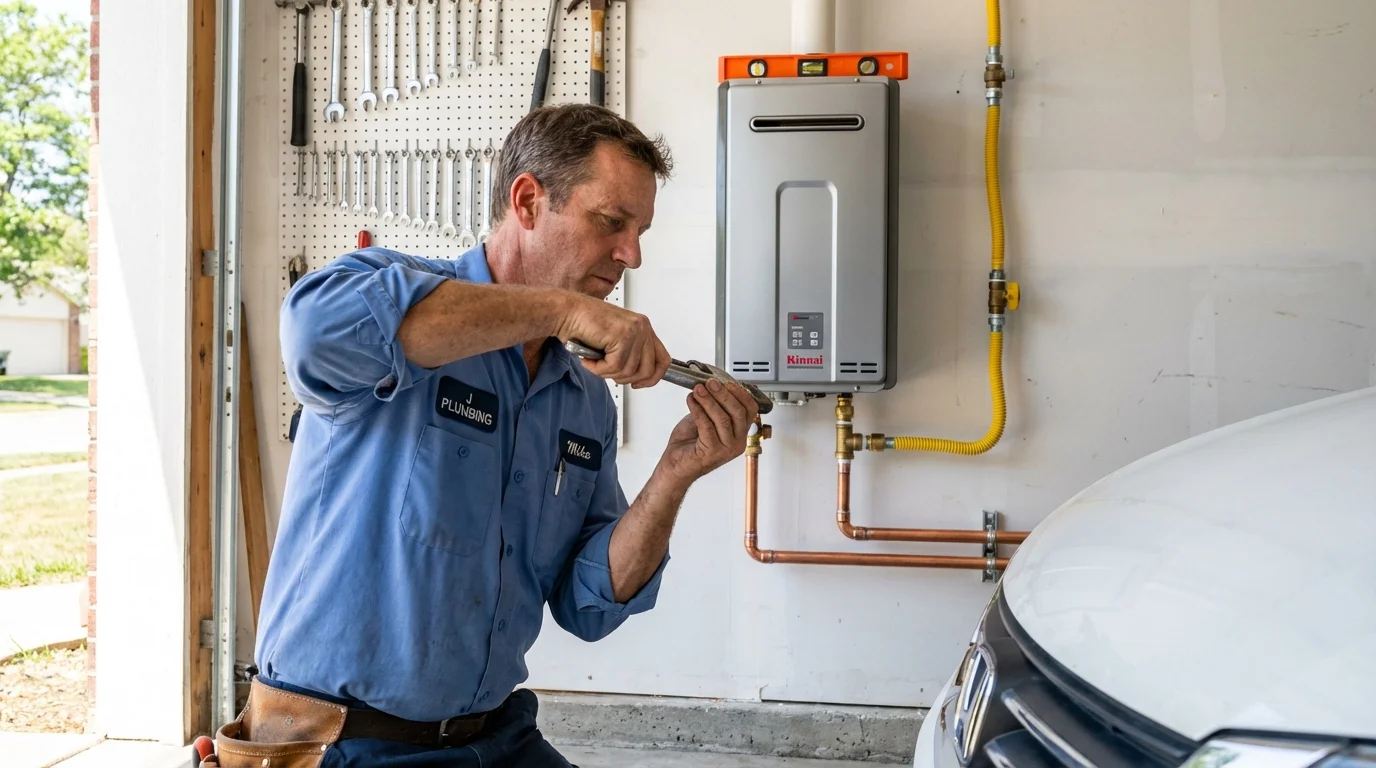 Tankless water heater installation by a Johns Plumbing LLC plumber in Oceana